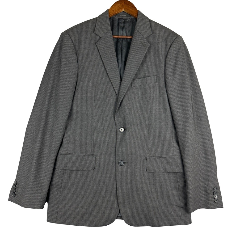 Express Mens Charcoal Grey Pinstripe Wool Blend Blazer Two Button Jacket 40R